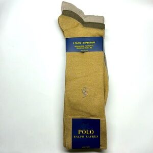 Ralph Lauren Men’s Dress socks 3 pack Camel brown tan Polyster Blend
